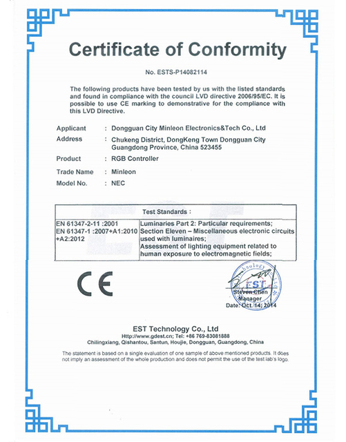  Certificat NEC 